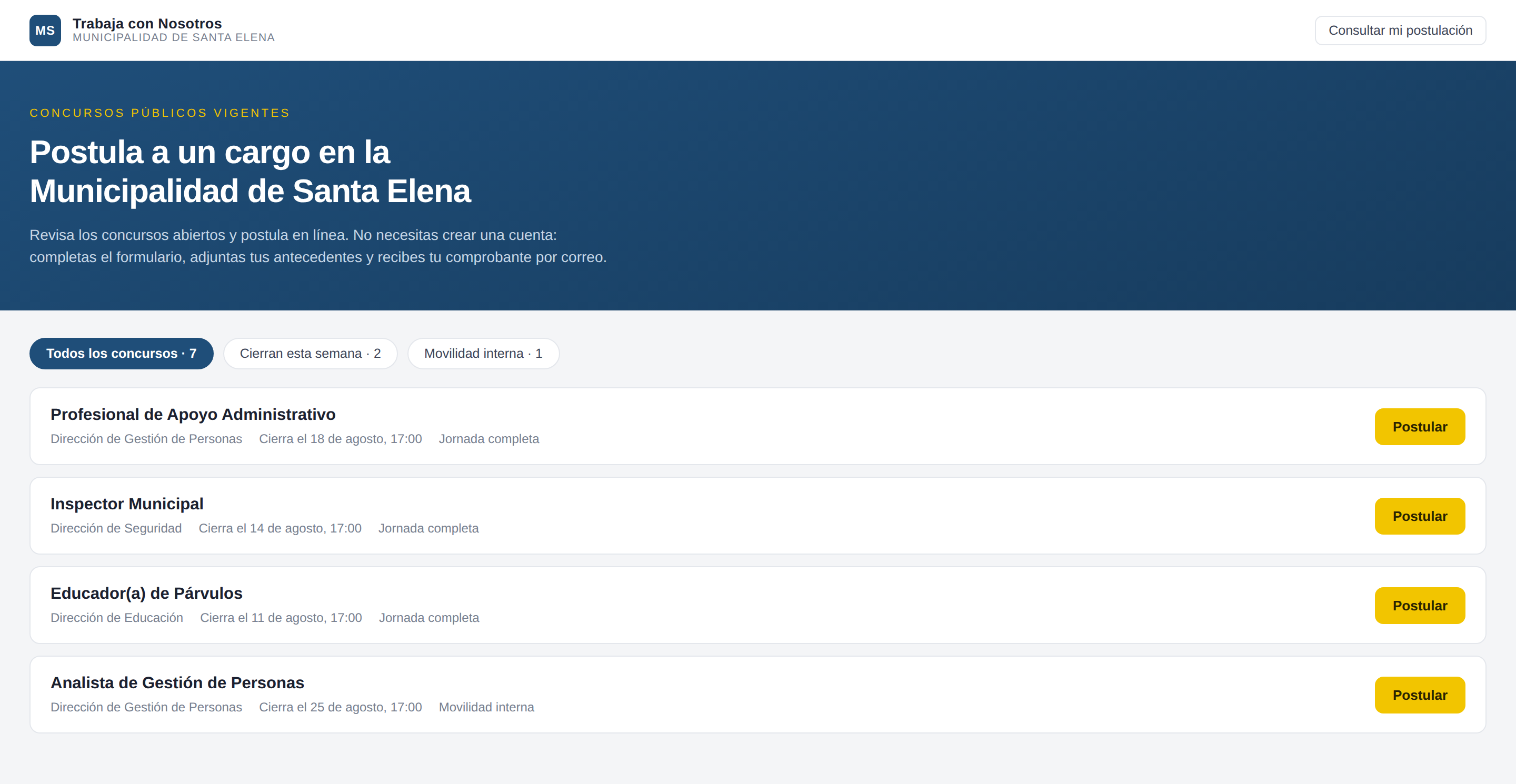 Portal público de convocatorias