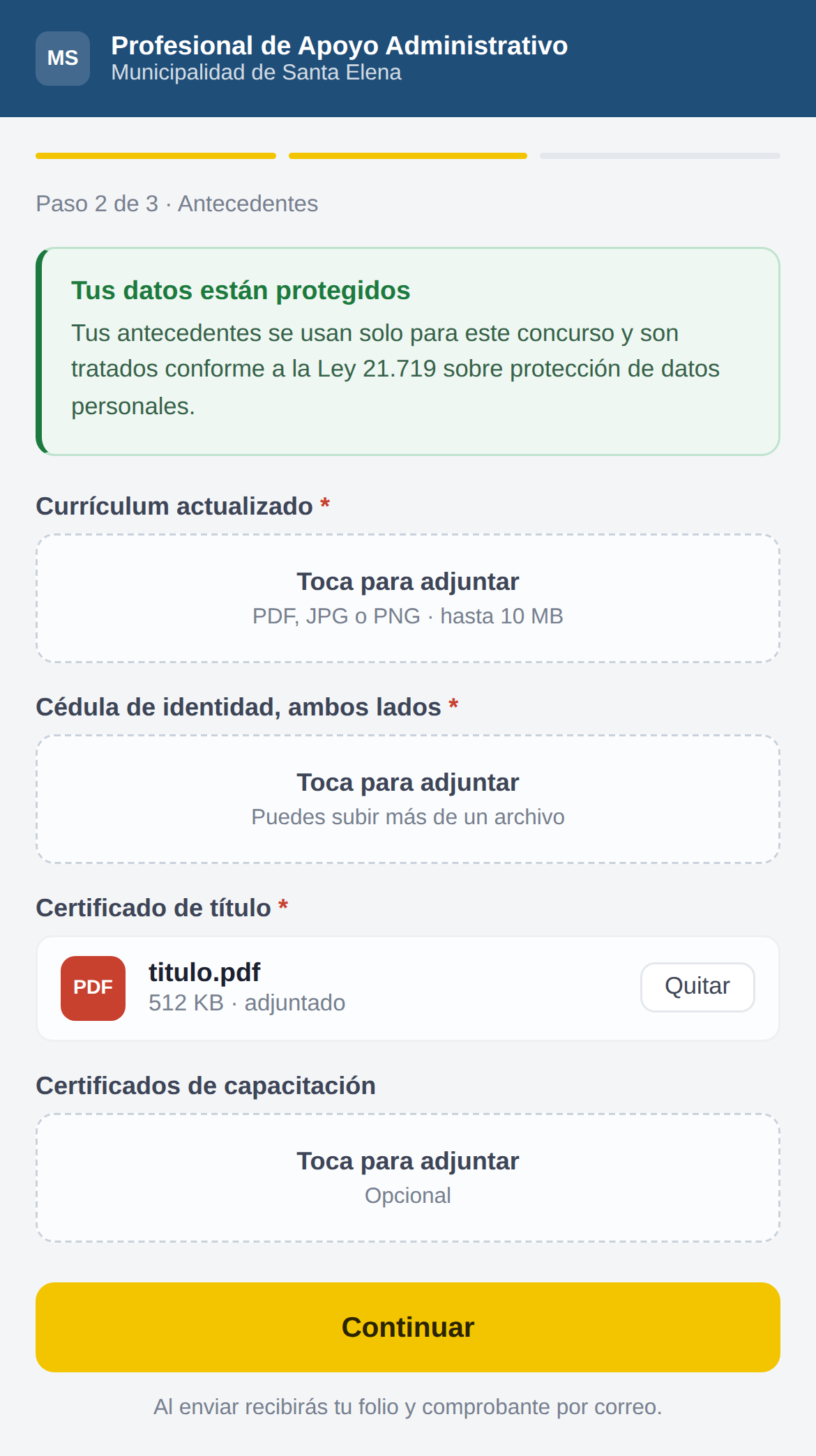 Postulación desde el teléfono, paso a paso
